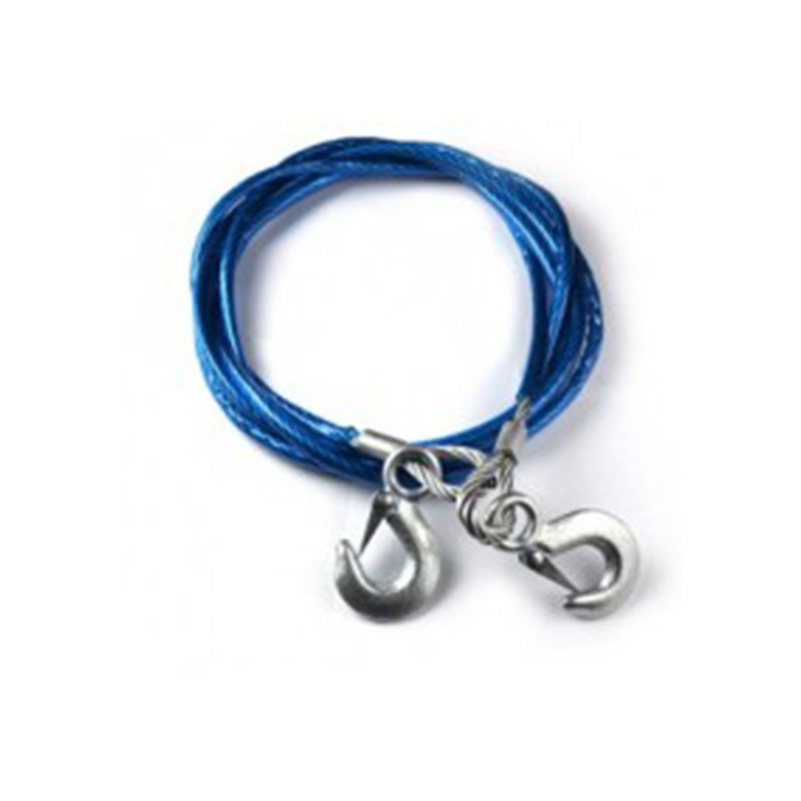 Heavy Duty 5000kg Load Plastic Coated Steel Wire Tow Rope & Carabiner Hooks